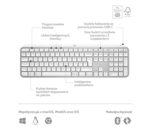 LOGITECH MX Keys S Jasnoszary 920-011588 - 1145860 - zdjęcie 12